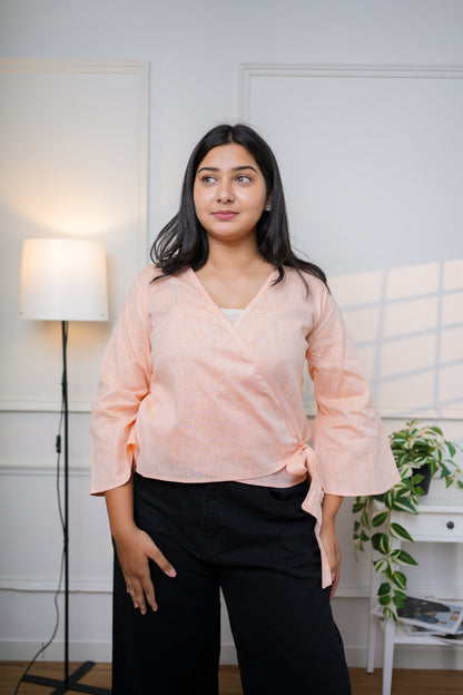 Peach Wrap Cotton Top