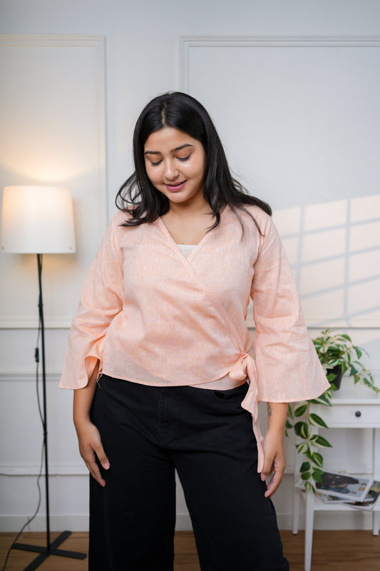 Peach Wrap Cotton Top