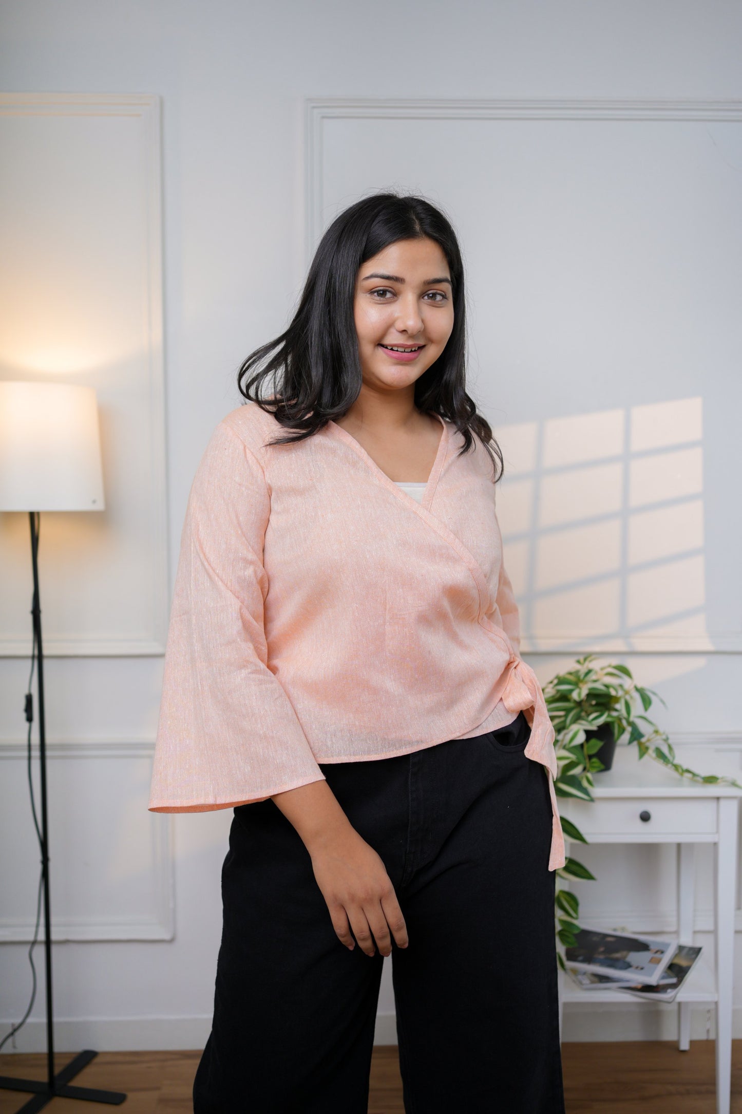 Peach Wrap Cotton Top