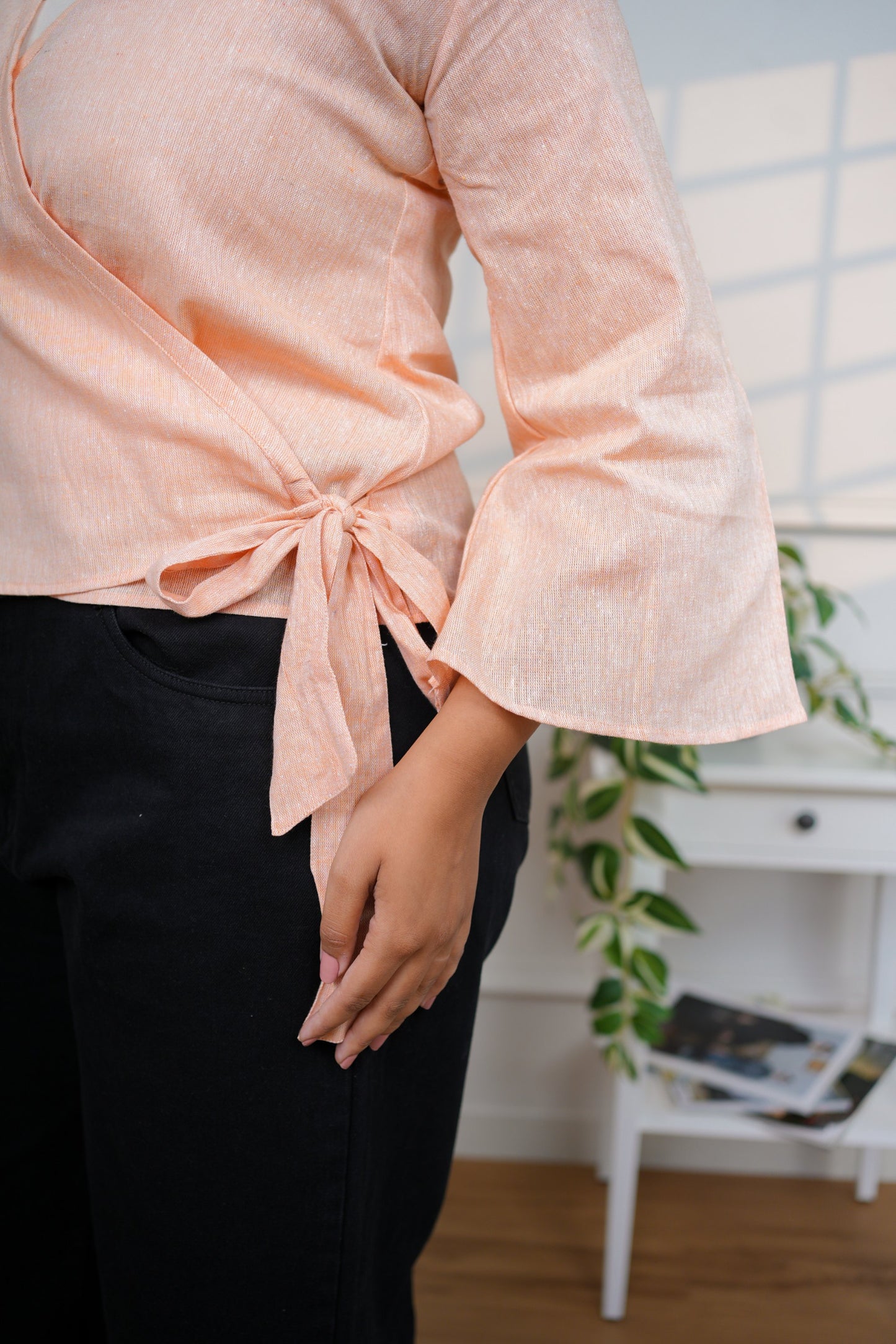 Peach Wrap Cotton Top