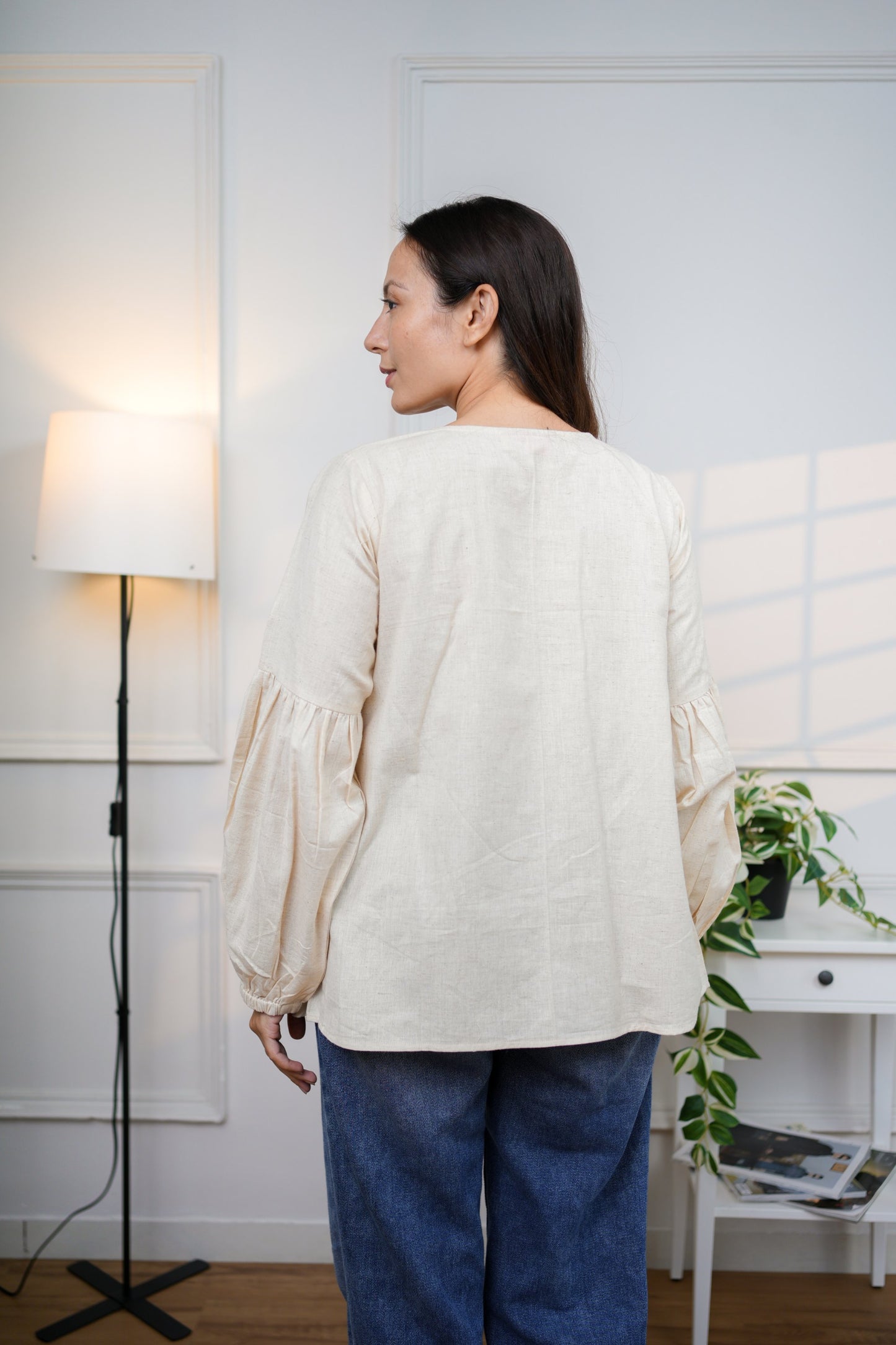 Off White Cotton Shirt Top
