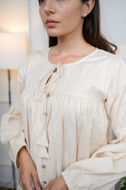 Off White Cotton Shirt Top