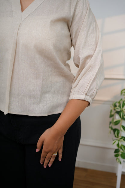 Classic Grey V-Neck Cotton Top