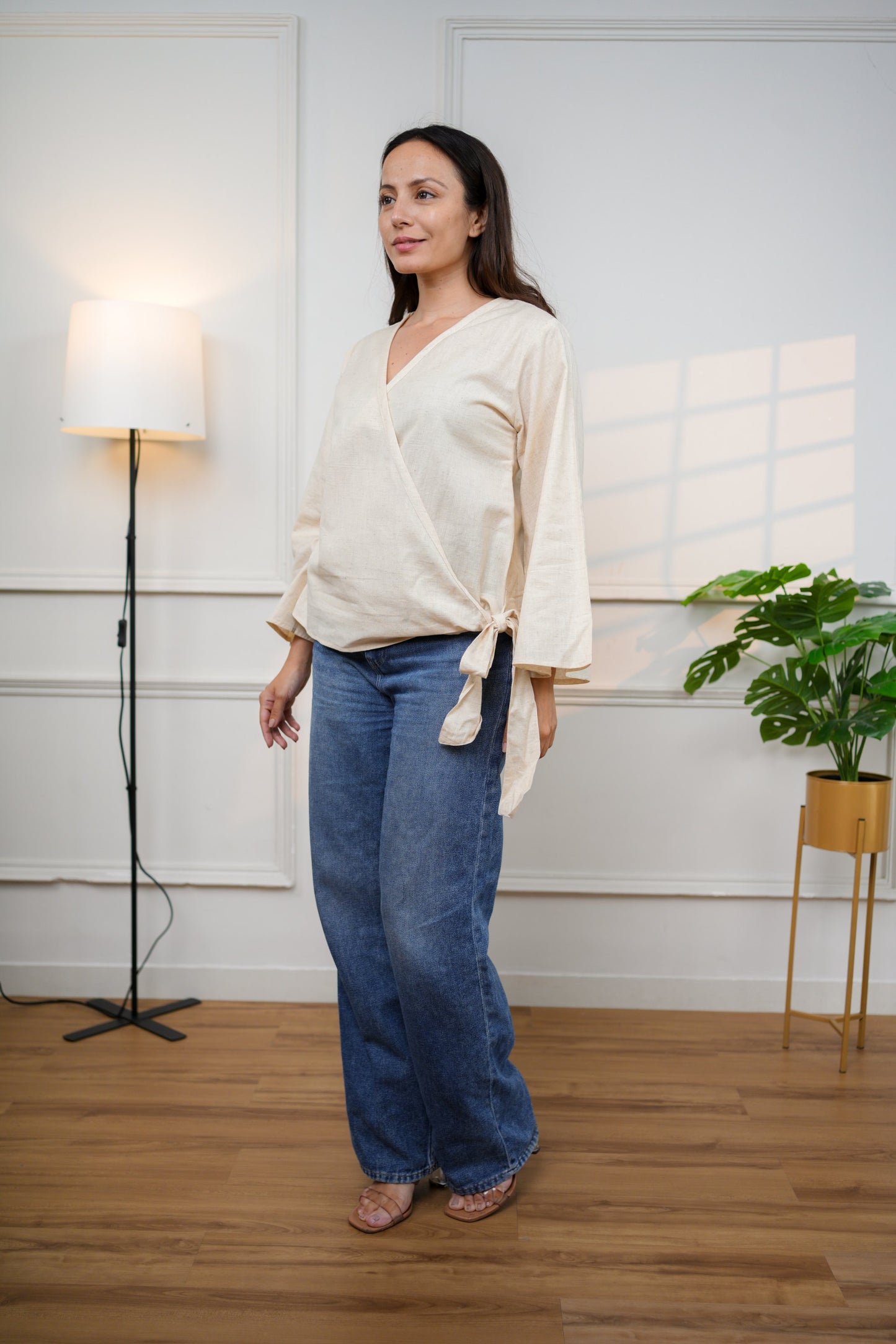 Off White Wrap Cotton Top