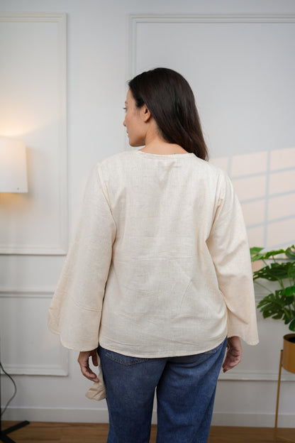 Off White Wrap Cotton Top
