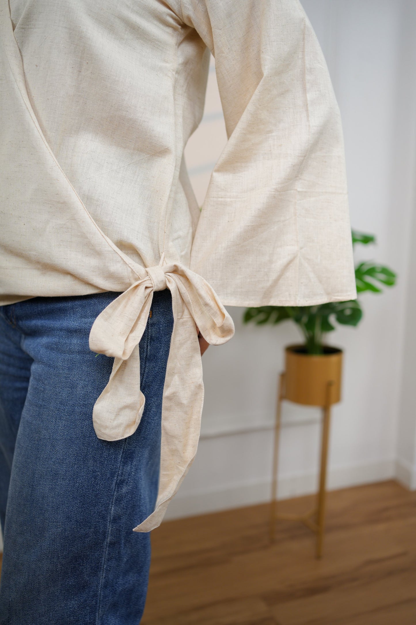 Off White Wrap Cotton Top