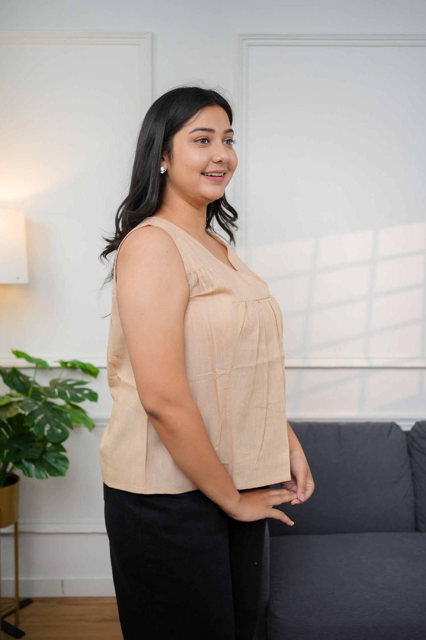 Mocha Sleeveless Cotton Top