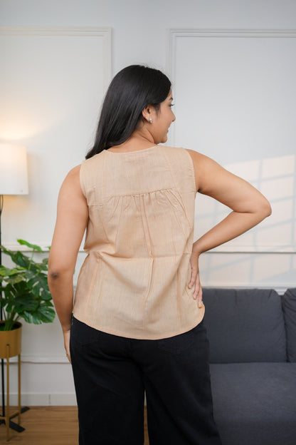 Mocha Sleeveless Cotton Top