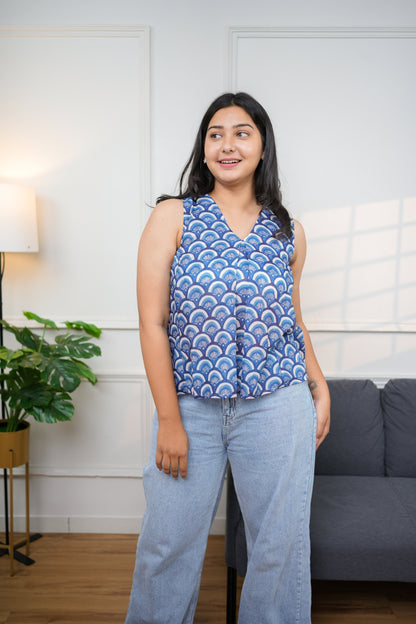 Indigo  Blue Sleeveless Top