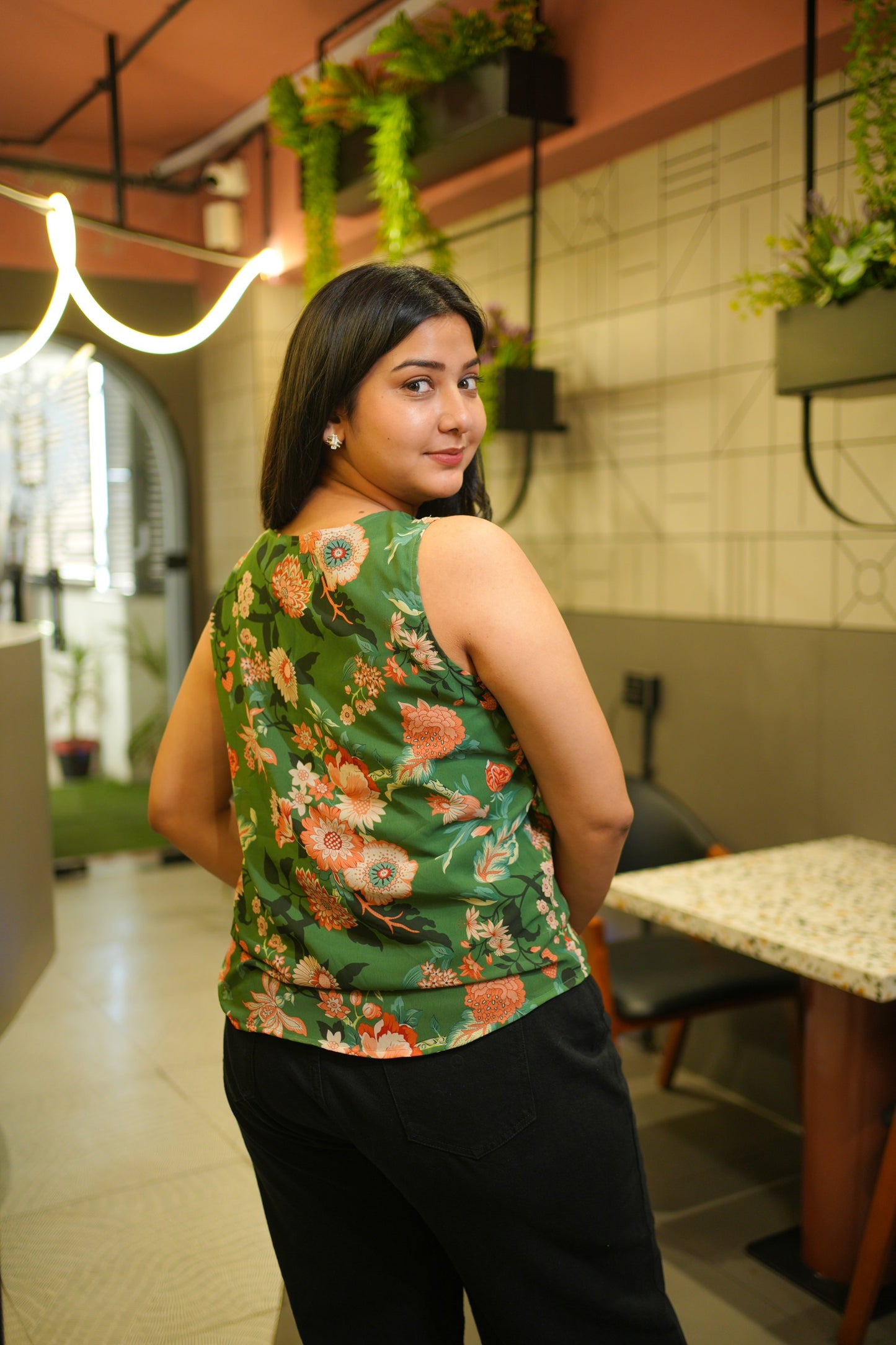 Green Lily Sleeveless Top