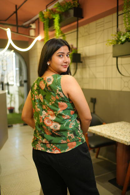Green Lily Sleeveless Top
