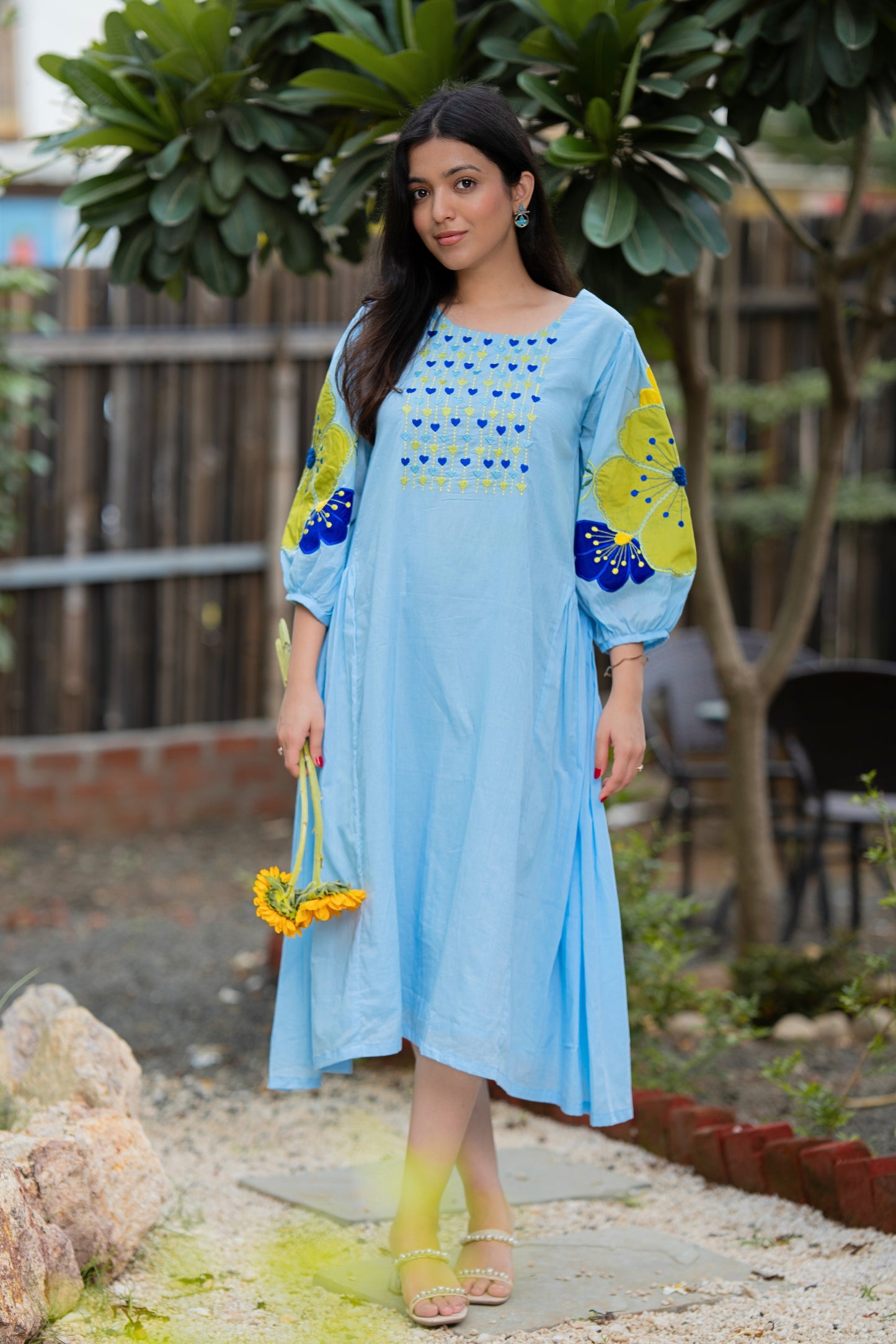 Sky Blue Cotton Mulmul Dress