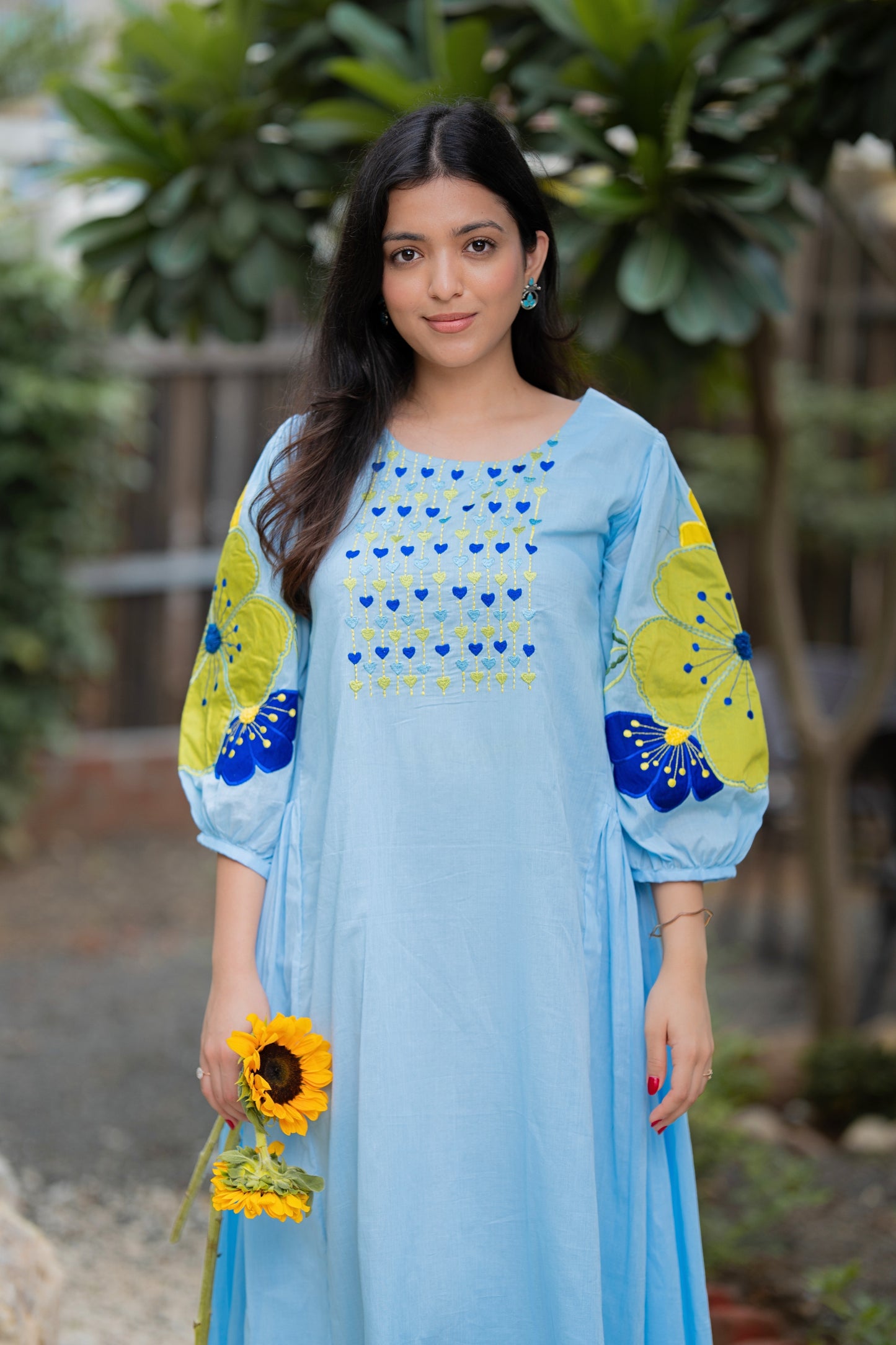 Sky Blue Cotton Mulmul Dress
