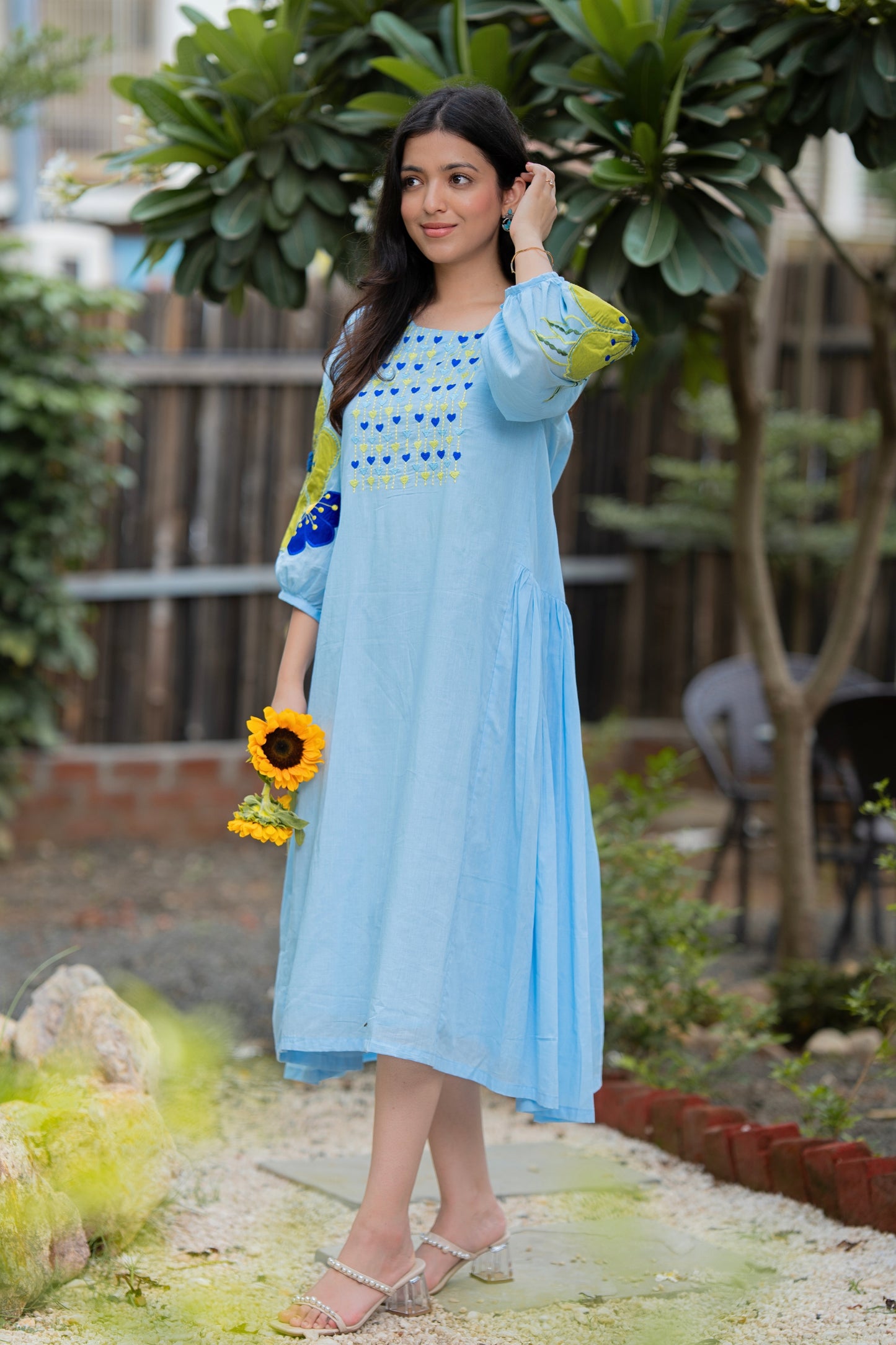 Sky Blue Cotton Mulmul Dress