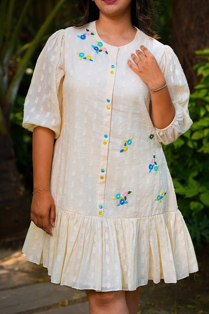 Ivory Multi Flower Cotton Dress