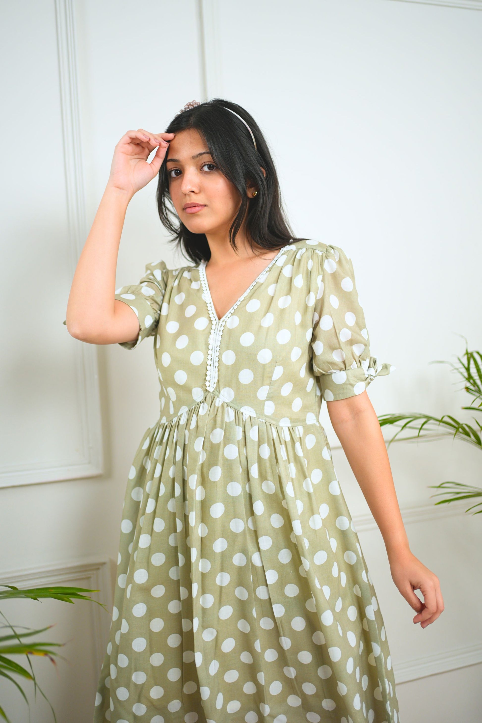 fern green dress Fern Green Polka Dress – Shreetatvam