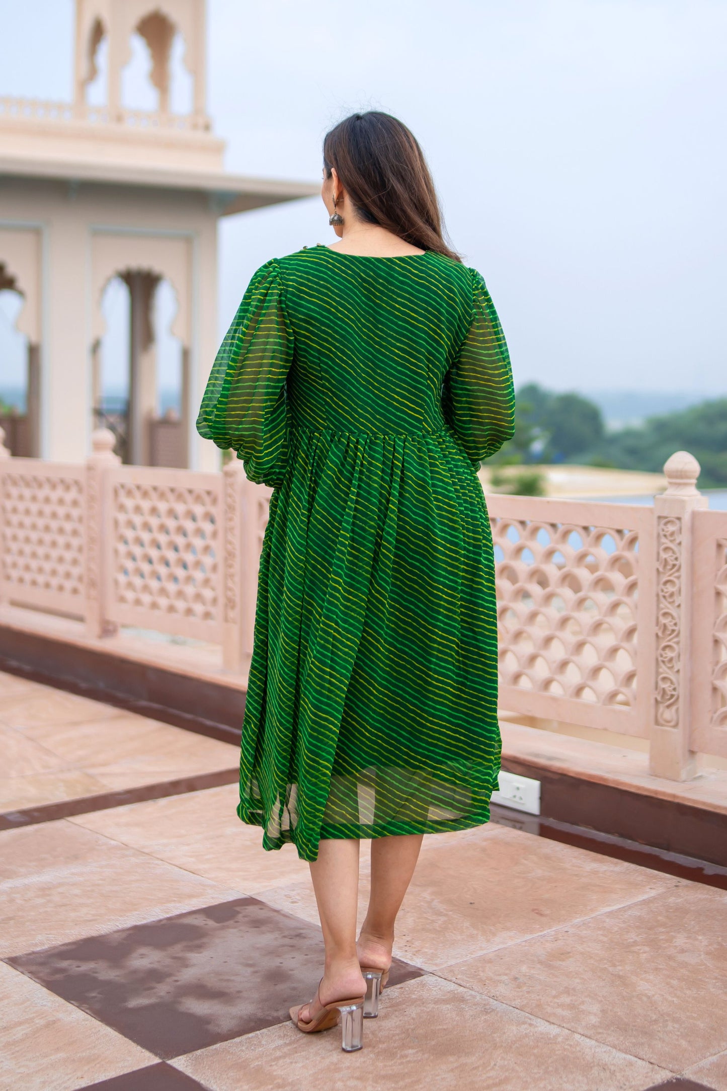 Green Leheriya Dress