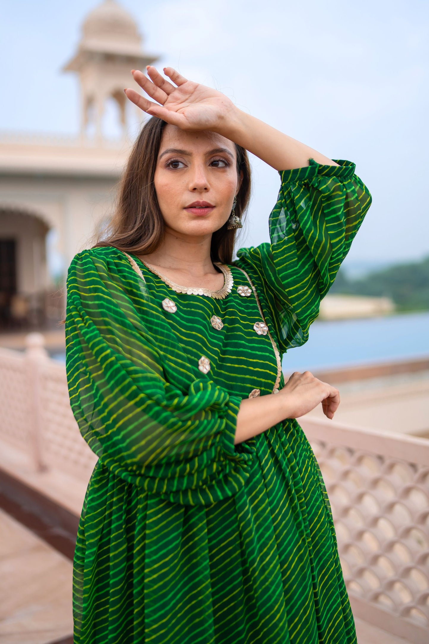 Green Leheriya Dress