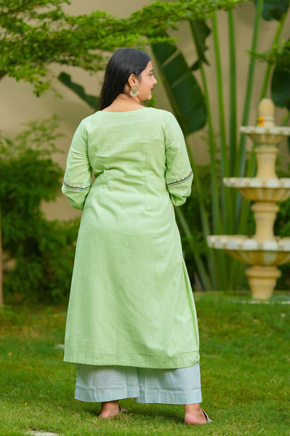 Green Lotus Cotton Suit Set