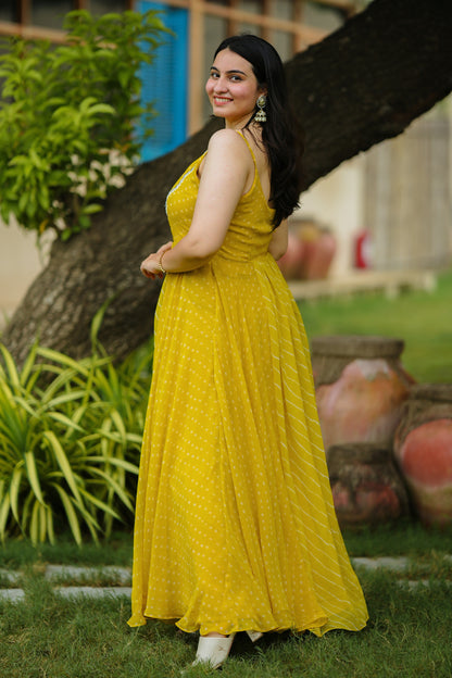 Light Green Leheriya Long Dress