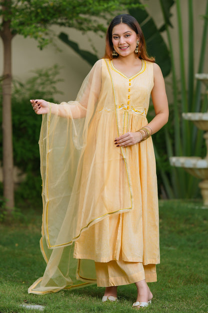 Mango Yellow Cotton Suit Set