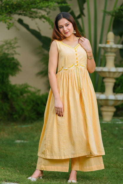Mango Yellow Cotton Suit Set
