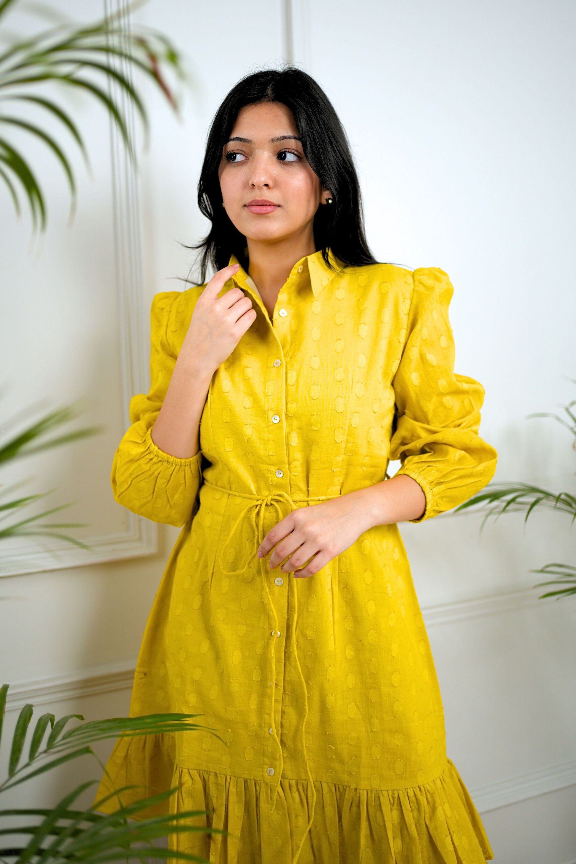 mustard shirt dress Women's Mustard Short Sleeve Midi Shirt Dress