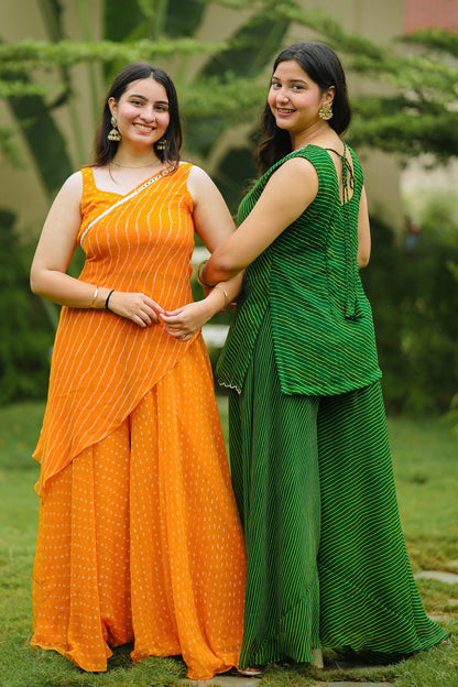 Orange Leheriya Kurta Set