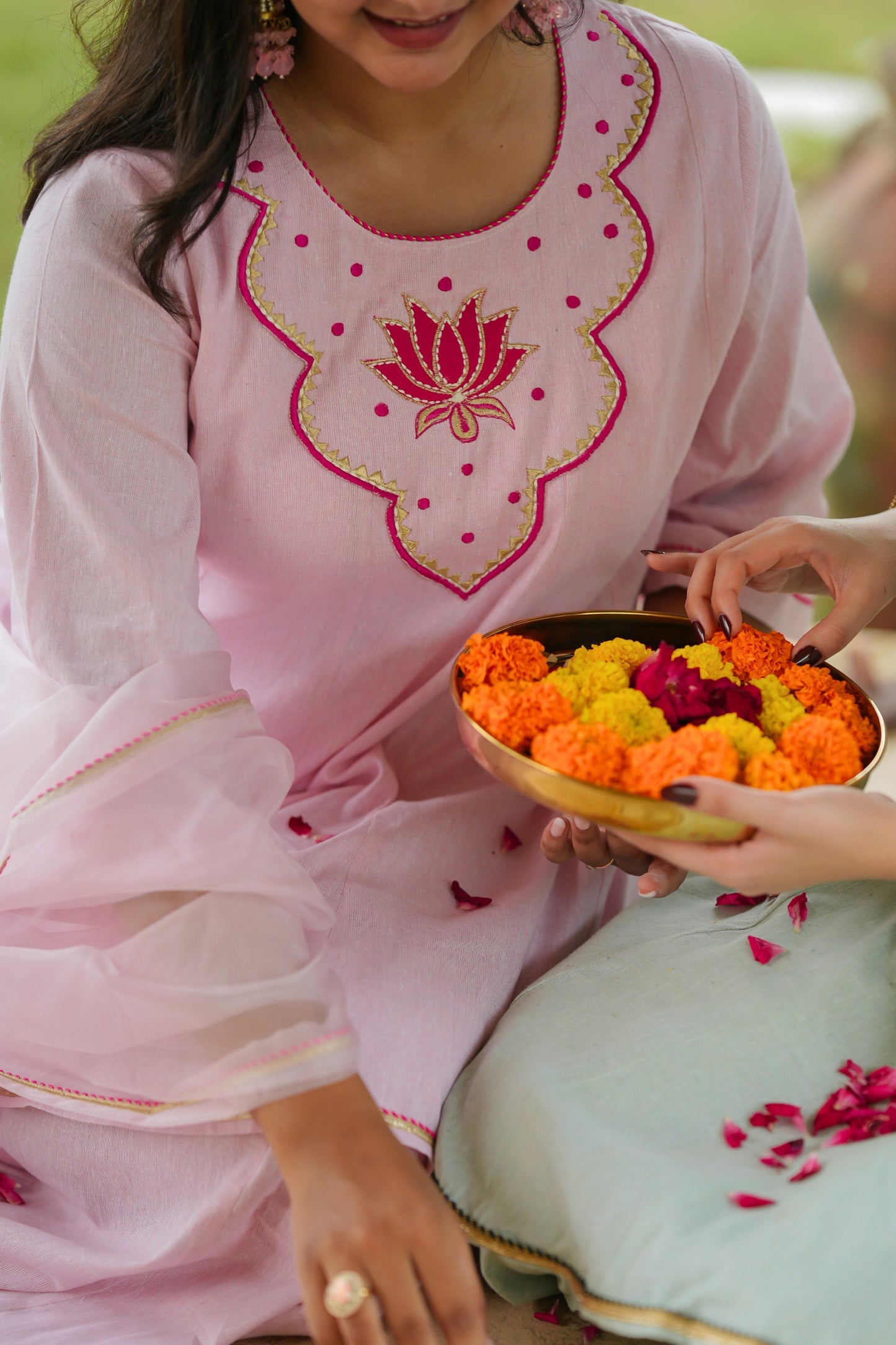 Pink Lotus Sharara Cotton Suit Set