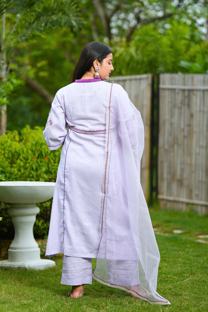 Purple Lotus Cotton Suit Set