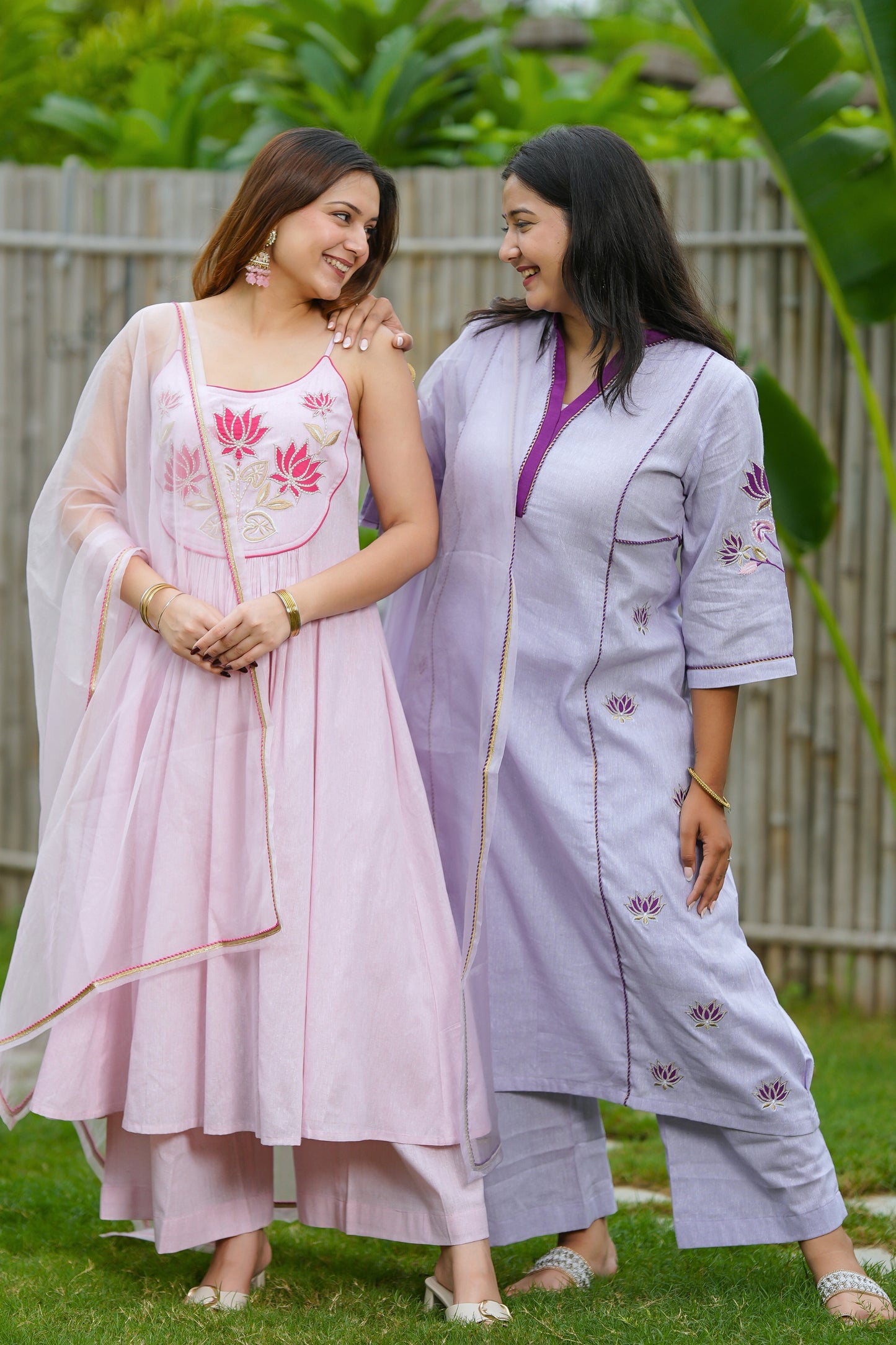 Purple Lotus Cotton Suit Set