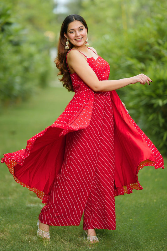 Red Leheriya Coord Set