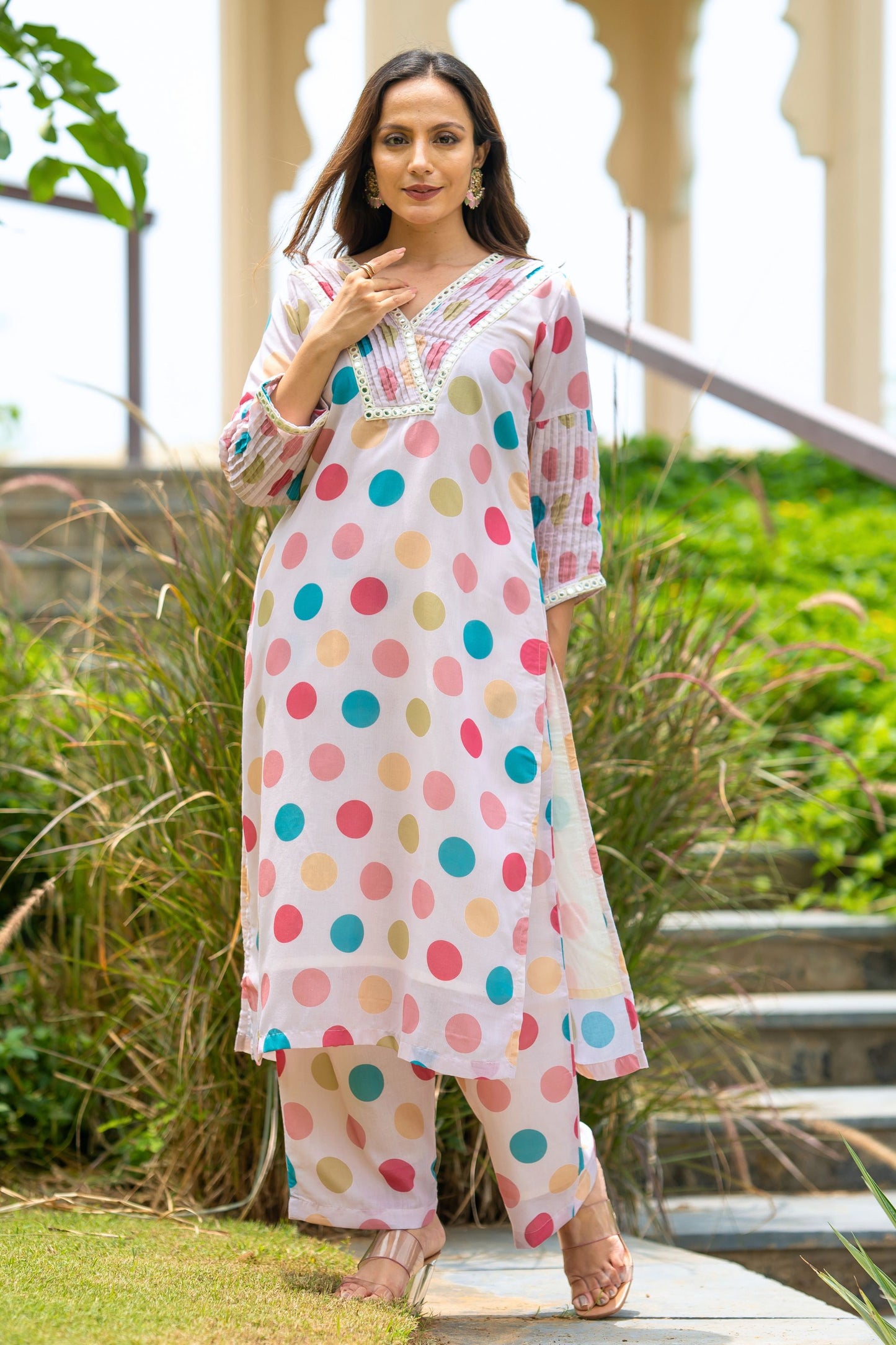 Retro Polka Kurta Set