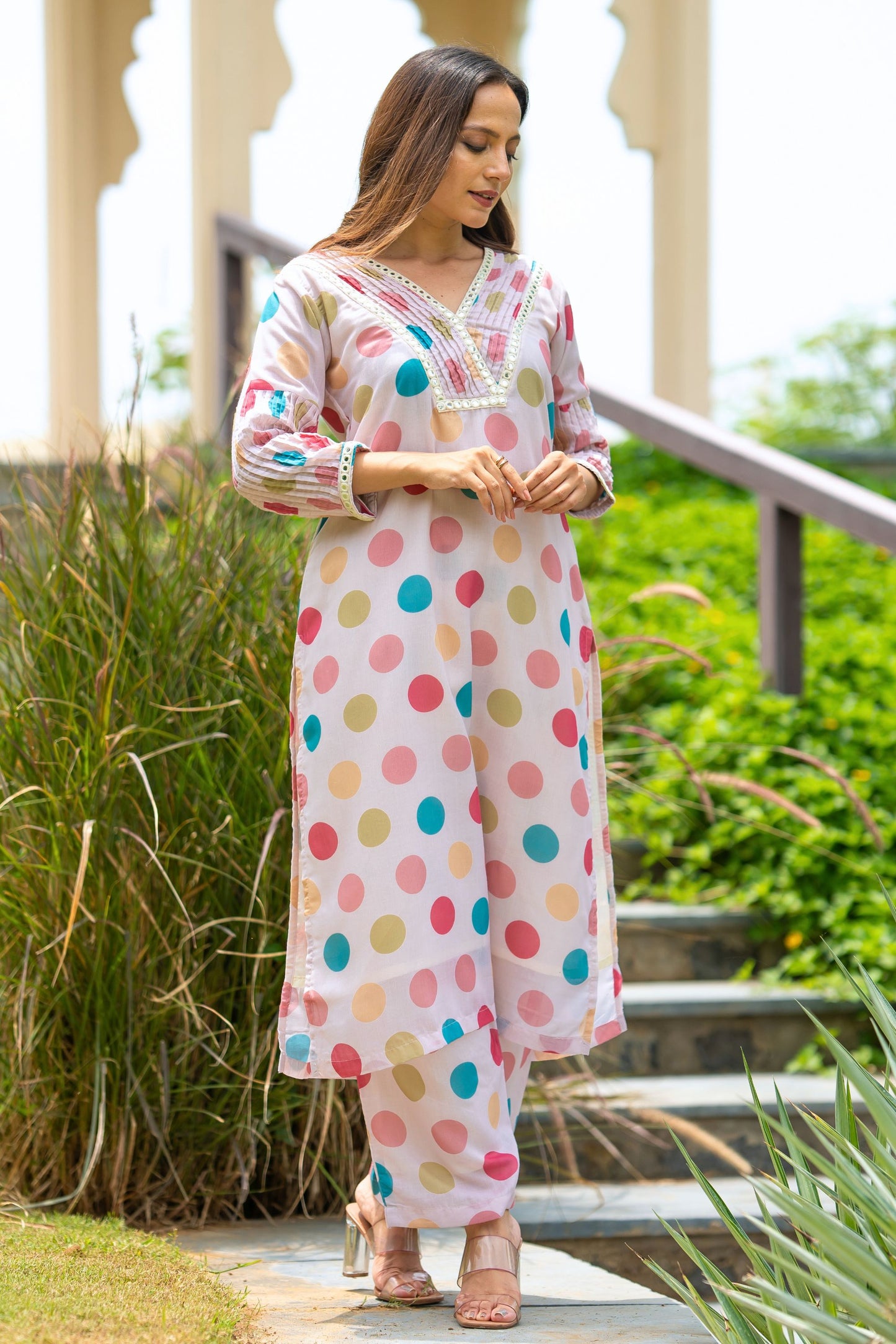 Retro Polka Kurta Set