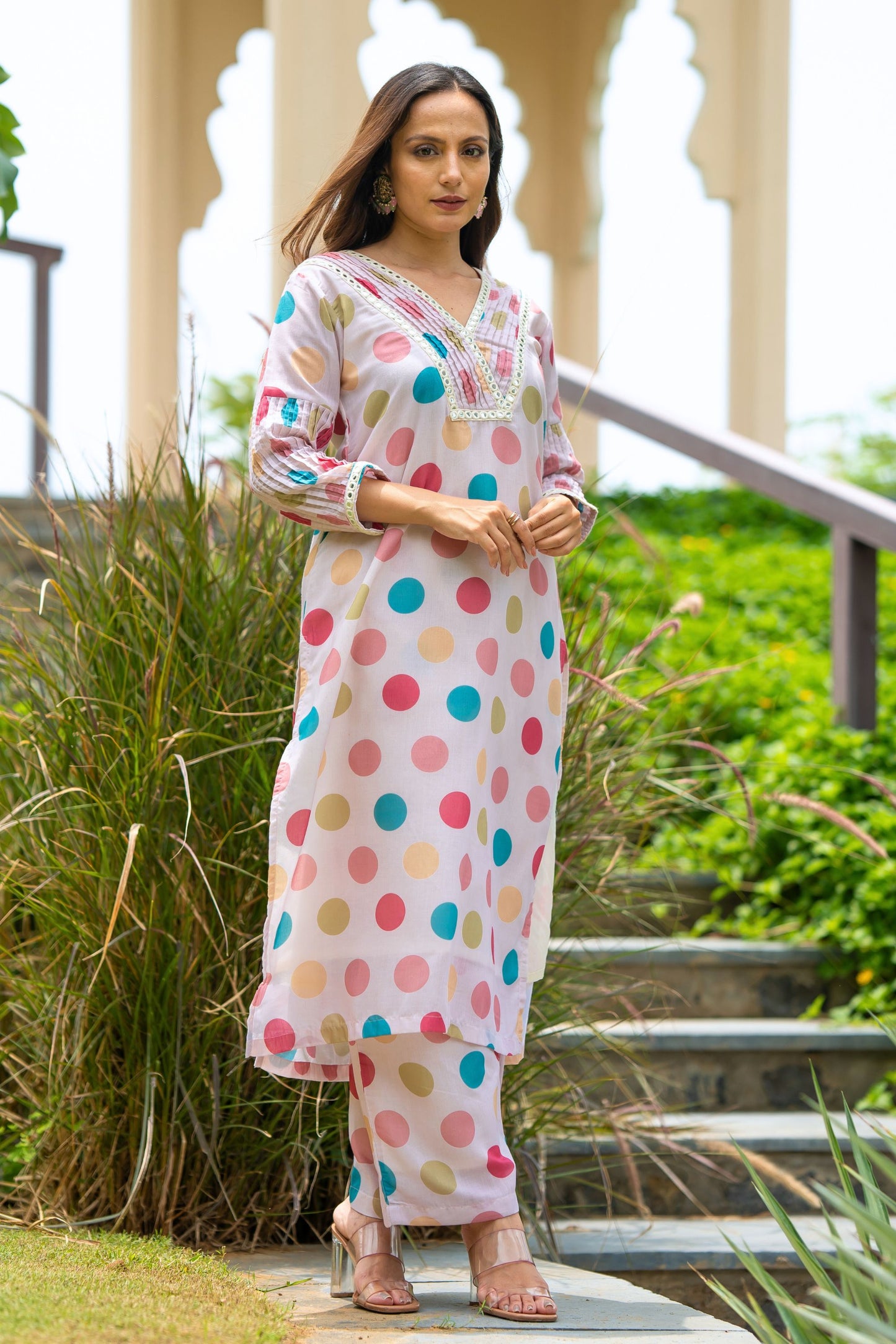 Retro Polka Kurta Set