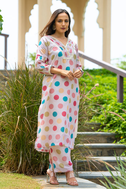 Retro Polka Kurta Set