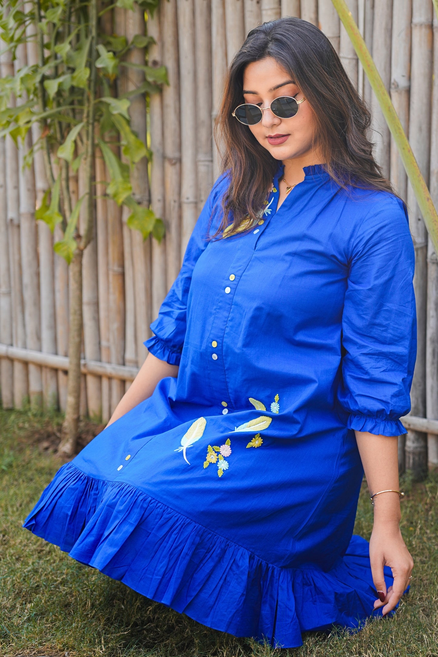 Electric Royal Feather Blue Dress