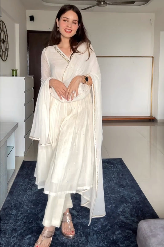 White Gold Angarakha Suit Set
