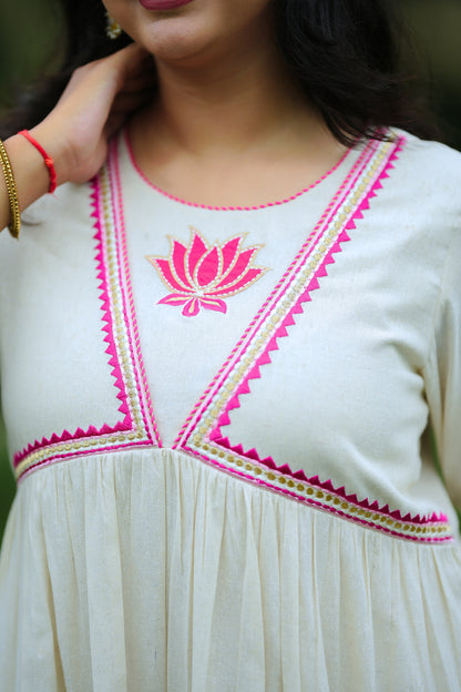 White Lotus Cotton Suit Set