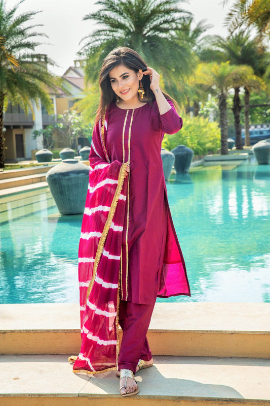 Plum Silk Suit Set