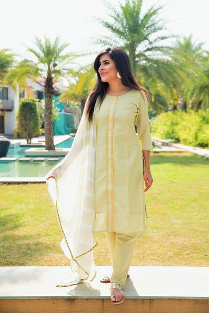 Pear Pastel Silk Suit Set