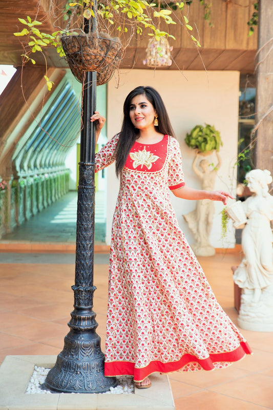 Red Lotus Anarkali