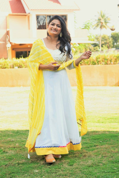 White & Yellow Kali Suit Set