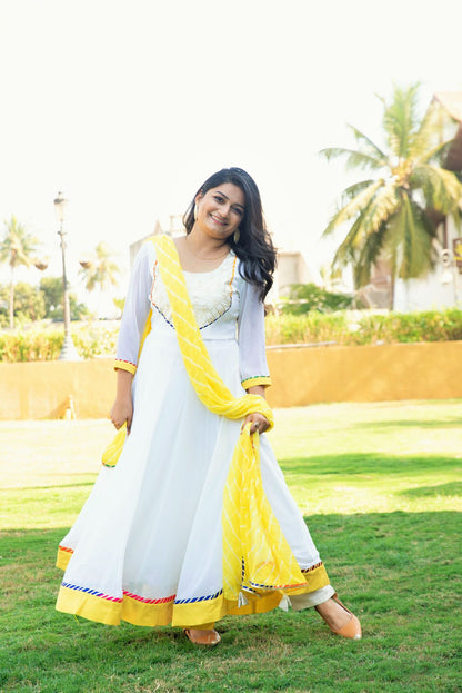 White & Yellow Kali Suit Set