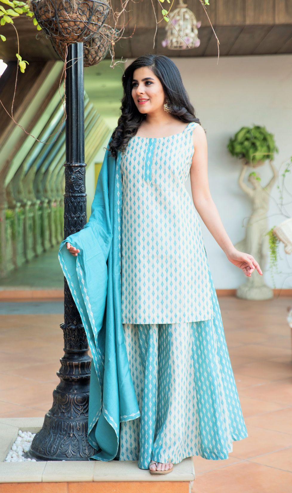 Delight Blue Chanderi Suit Set