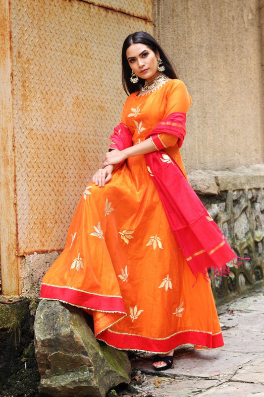 Orange Gota work Suit Set