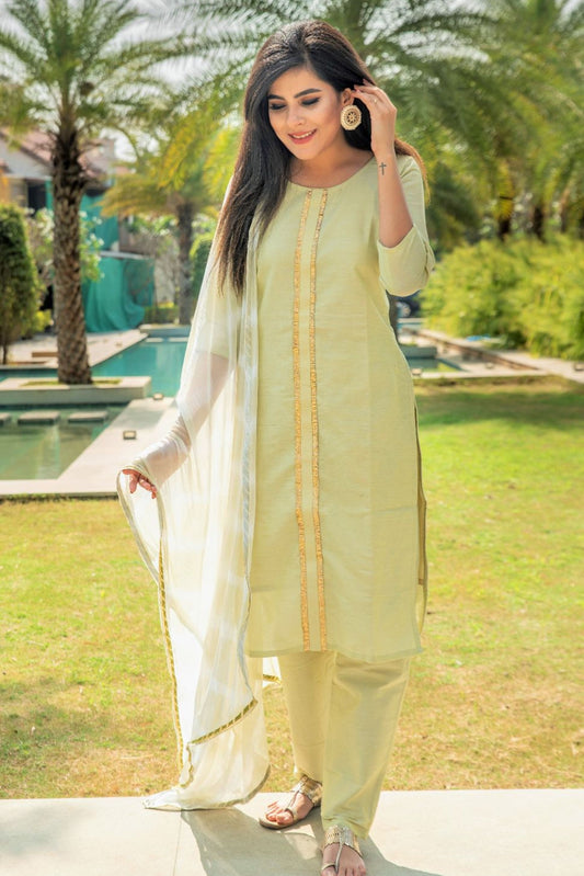 Pear Pastel Silk Suit Set