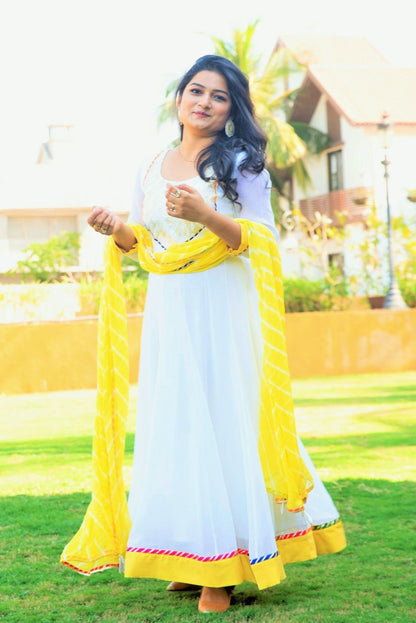 White & Yellow Kali Suit Set